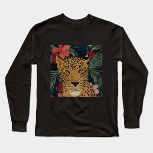 Beautiful Leopard in Tropical Floral Setting T-Shirt Long Sleeve T-Shirt